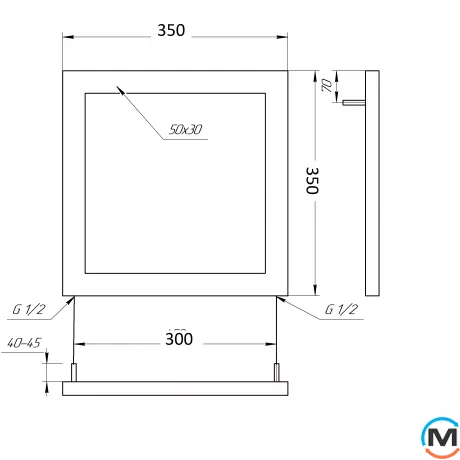 Полотенцесушитель Genesis-Aqua SIMPLE 500x500 графит, Цвет: Графит, фото , изображение 2