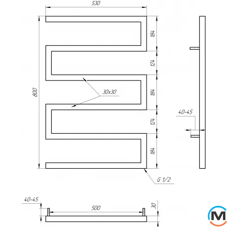 Сушка для рушників Genesis-Aqua SNAKE 800x530 білий, Колір: Білий, Висота (мм): 800, фото , зображення 2