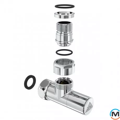 Кран кутовий Laris Звичайний 1/2" - 3/4" + ексцентрики 2шт. (LX-4701), фото , зображення 4