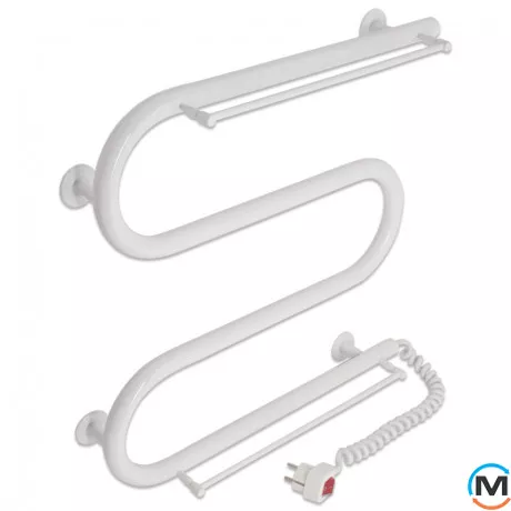 Полотенцесушитель электрический Laris Зебра Змеевик 25 ЧК3 500 х 500 Э с 2-мя полками (подкл. справа, фото , изображение 2