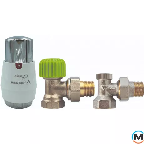 Комплект термостатический Vario Term Никель Econ PRESTIGE угловой, фото 