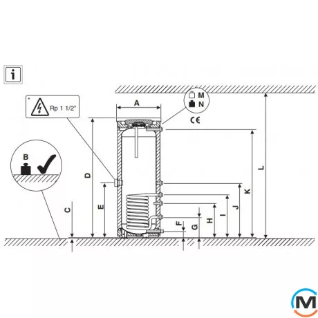 Бойлер непрямого нагріву Bosch W 200-5 EP1 B, Об'єм (л): 196, фото , зображення 2