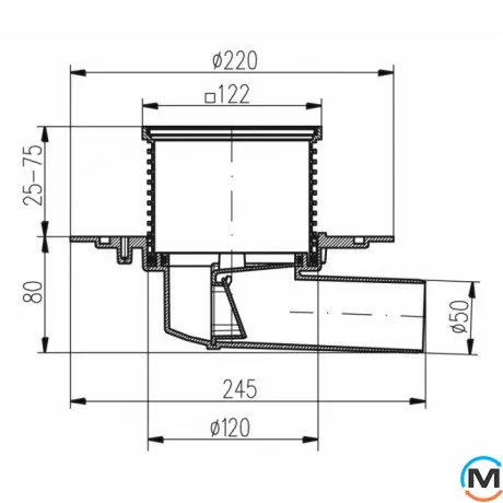 Трап із горизонтальним випуском MCH 381A, Випуск сифону: Горизонтальний, фото , зображення 2