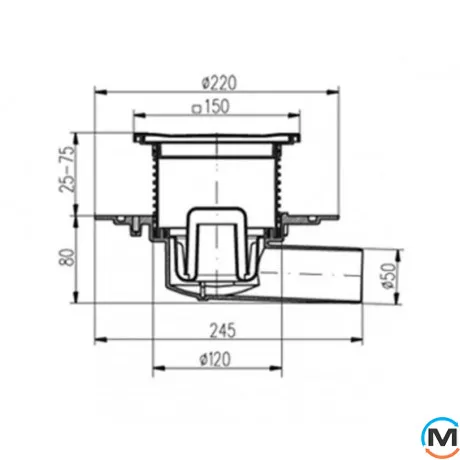 Трап із горизонтальним випуском MCH 381E, Випуск сифону: Горизонтальний, фото , зображення 2