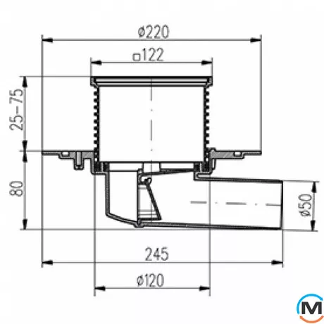 Трап с горизонтальным выпуском MCH 382A, Выпуск сифона: Горизонтальный, фото , изображение 2