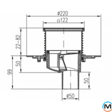 Трап із вертикальним випуском MCH 384A, Випуск сифону: Вертикальний, фото , зображення 2