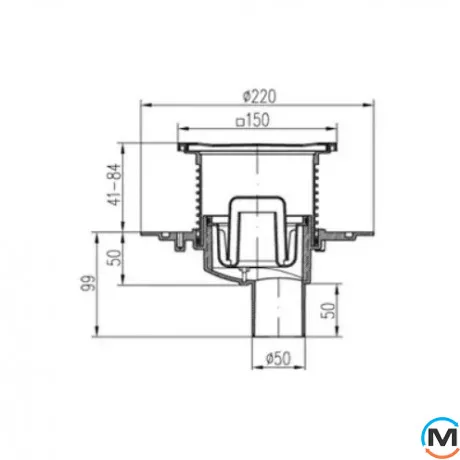 Трап із вертикальним випуском MCH 384E, Випуск сифону: Вертикальний, фото , зображення 2
