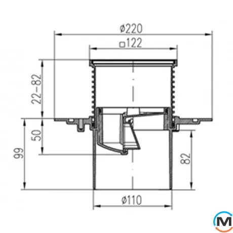 Трап із вертикальним випуском MCH 386A, Випуск сифону: Вертикальний, фото , зображення 2