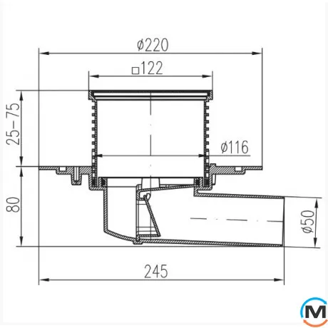 Трап с горизонтальным выпуском MCH C 381 A, фото , изображение 2