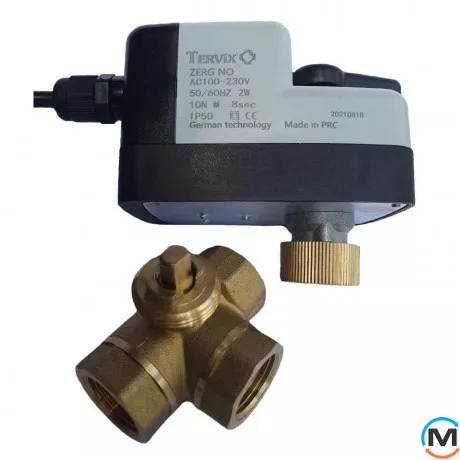 3-ходовий кульовий клапан н/в 1 1/2" DN40 з самоповоротним електроприводом Tervix Pro Line ZERG, Діаметр різьблення: 1 1/2", Управління: 3 точки, фото , зображення 4