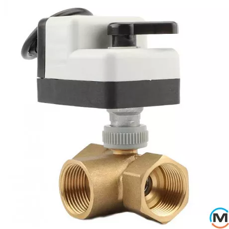 3-ходовий кульовий клапан н/в 1 1/2" DN40 з самоповоротним електроприводом Tervix Pro Line ZERG, Діаметр різьблення: 1 1/2", Управління: 3 точки, фото 