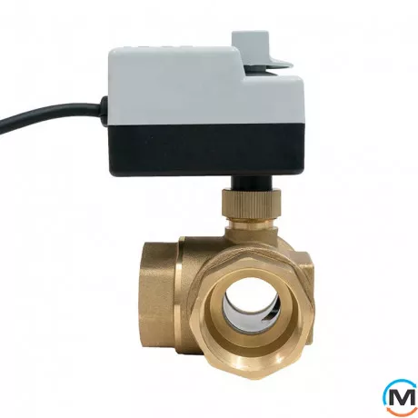 3-ходовий кульовий клапан н/з 1/2" DN15 з електроприводом Tervix Pro Line ORC 3-way, Діаметр різьблення: 1/2", Положення приводу: Нормально закрито, Управління: 3 точки, фото , зображення 2