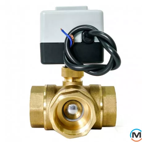 3-ходовий кульовий клапан н/з 1/2" DN15 з електроприводом Tervix Pro Line ORC 3-way, Діаметр різьблення: 1/2", Положення приводу: Нормально закрито, Управління: 3 точки, фото , зображення 3