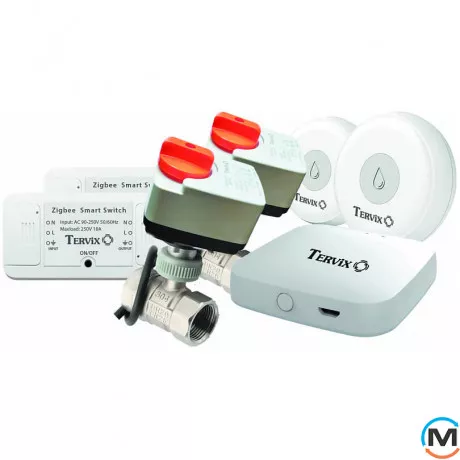Система защиты от потопа для умного дома Tervix Premium ZigBee Water Stop на 2 трубы 1", Вариант: с двумя кранами, Диаметр резьбы: 1", фото 