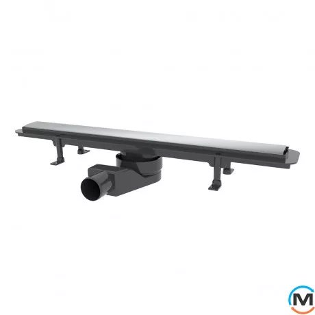 Душевой канал Waterway Stream 700 корпус черный 2-сторонняя решетка нержавейка/плитка, Цвет: Чёрный, Длина (мм): 695, Ширина (мм): 108, Материал: Металл, пластик, фото 