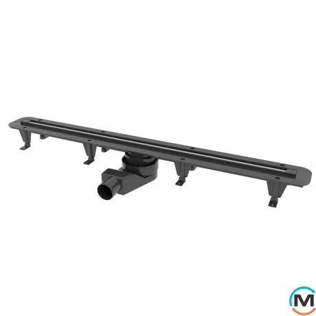 Душовий канал Waterway Stripe 700 корпус чорний з ґратами Base slim, фото 