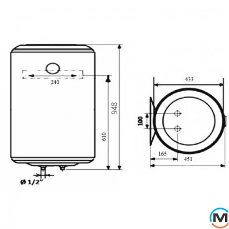 Водонагреватель электрический Atlantic ROUND VMR 100 (1500W), Объем (л): 100, фото , изображение 4
