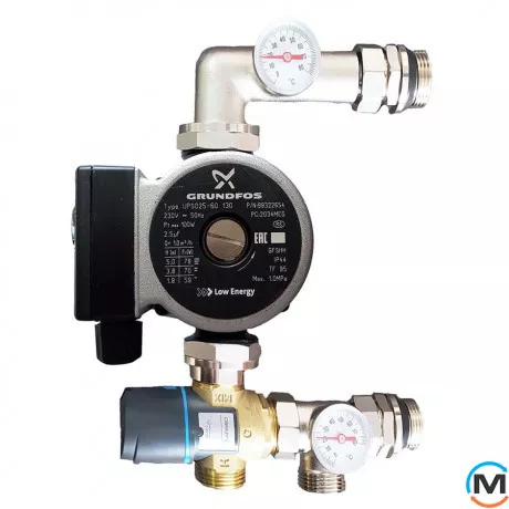 Змішувальний вузол 1" для теплої підлоги Tervix Mixset з нечаст. насосом та клапаном ATM561, фото 