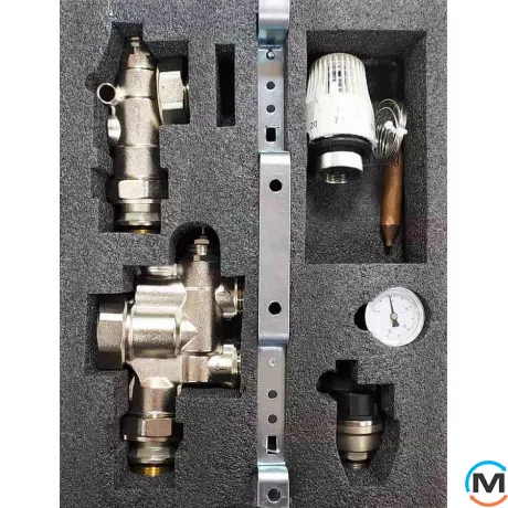 Змішувальний вузол 1" Tervix Pro Line для теплої підлоги без насоса з керуванням термоголовкою, фото , зображення 4