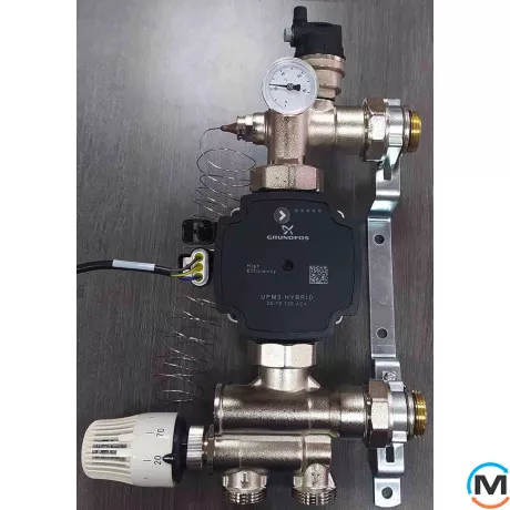 Змішувальний вузол 1" Tervix Pro Line для теплої підлоги без насоса з керуванням термоголовкою, фото , зображення 5