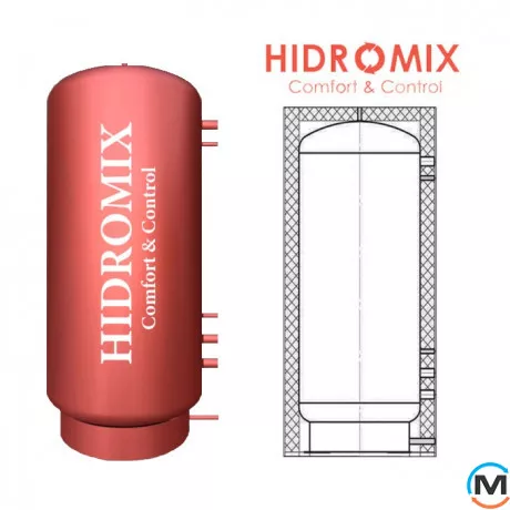 Буферна ємність Hidromix Standard 1500 літрів з ізоляцією HI-BTS-180-10, фото , зображення 2
