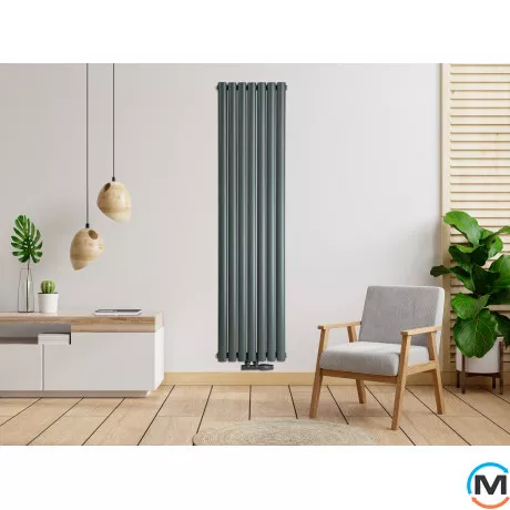 Радиатор Luxrad Oval 1700х410х88 (816 Вт) подключение нижнее центр антрацит RAL7016, Цвет: Антрацит, фото , изображение 5