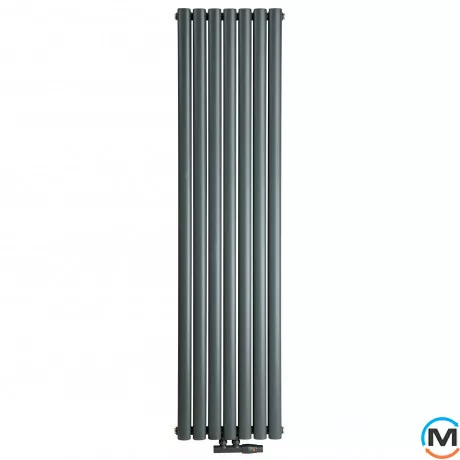 Радиатор Luxrad Oval Double 1700х410х88 (1420 Вт) подключение нижнее центр антрацит RAL7016, Цвет: Антрацит, фото 