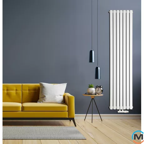 Радіатор Luxrad Oval 1700х410х88 (816 Вт) підключення нижнє центр білий RAL9003, Колір: Білий, фото , зображення 4