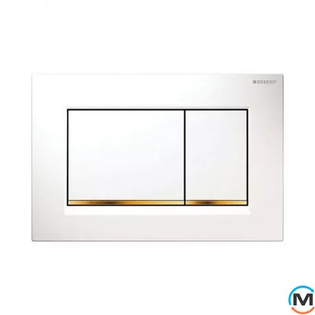 Змивна клавіша Geberit Sigma30 для подвійного змиву, білий/золото (115.883.KK.1), фото 