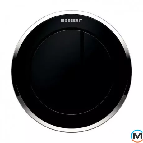 Пневмокнопка управления смывом унитаза Geberit type 10, двойной смыв, чёрный/хром, глянцевый/чёрный, фото 