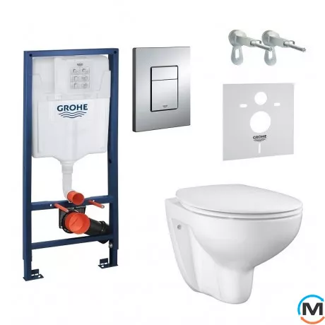 Комплект инсталляционной системы с подвесным унитазом Grohe Bau Ceramic (39586000), фото 