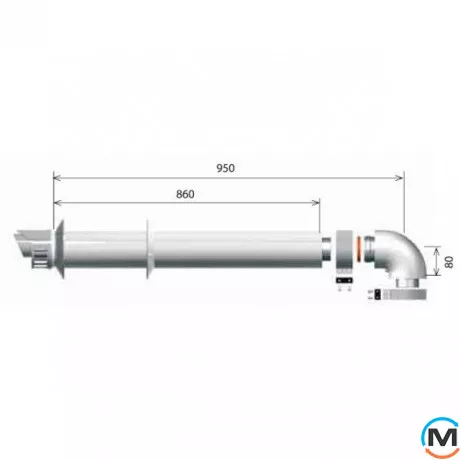 Комплект коаксіальний Ariston 60\100 Ariston - 1000мм для конденсаційних котлів, фото , зображення 2