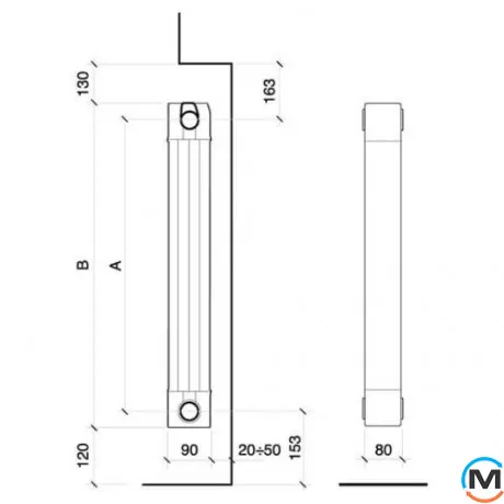 Дизайн радіатор Nova Florida (6 секцій) LEDRO S/90 2000 мм ARDESIA вертикальний, Колір: Сірий, Міжосьова відстань (мм): 2000, Кількість секцій: 6, фото , зображення 3