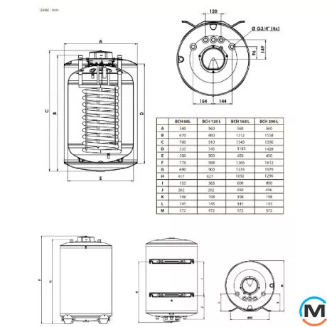 Бойлер косвенного нагрева Ariston BCH CD1 160 ARI-EU, фото , изображение 2