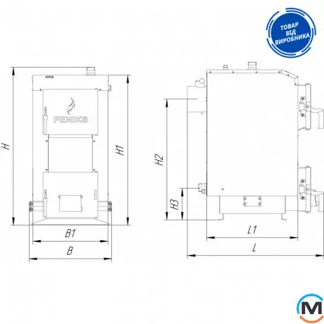 Твердопаливний котел Feniks серія A 12 кВт з автоматикою та вентилятором, Теплова потужність (кВт): 12, Варіант: З автоматикою, фото , зображення 4
