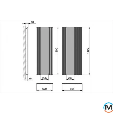 Радіатор Betatherm Mirror PE 1118/10 RAL9005 М 99, фото , зображення 4