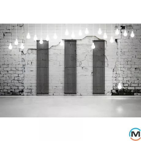 Радіатор Betatherm Quantum 1 2000*525 (Чорний RAL9005М, підк. №99), Підключення радіатора: Нижнє, Колір: Чорний, Висота (мм): 2000, Глибина (мм): 60, Кількість секцій: 13, фото , зображення 3