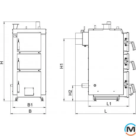 Котел тривалого горіння Kraft серія S 12 з ручним керуванням, Варіант: Без автоматики, Теплова потужність (кВт): 12, фото , зображення 3