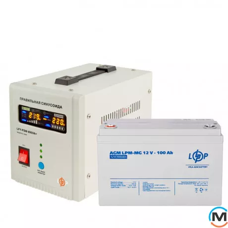 Комплект резервного питания LogicPower 800 + мультигелевая батарея 1280 Ватт, Мощность, VA/W: 800/560, Емкость, Ah: 100, фото 