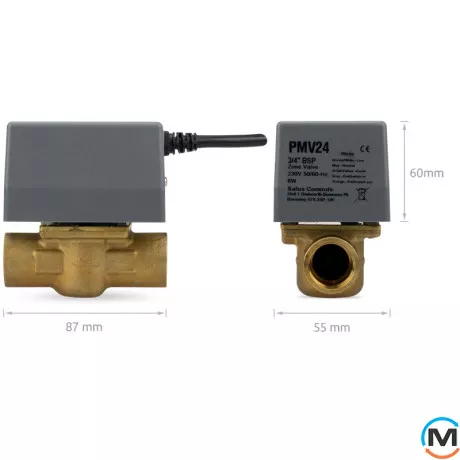 2-х ходовий клапан Salus з електромеханічним приводом 3/4” PMV24, фото , зображення 3