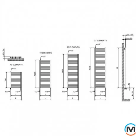 Сушка для рушників CORDIVARI Roberta 700 x 550 мм, Висота (мм): 700, Ширина (мм): 550, фото , зображення 2