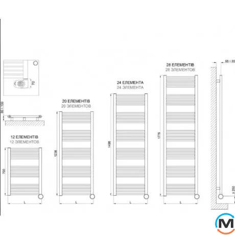 Полотенцесушитель электрический CORDIVARI хромированный ROBERTA 22 CHROME 500 x 1496 мм 500 W ECO, Цвет: Хром, Высота (мм): 1496, Ширина (мм): 500, фото , изображение 2