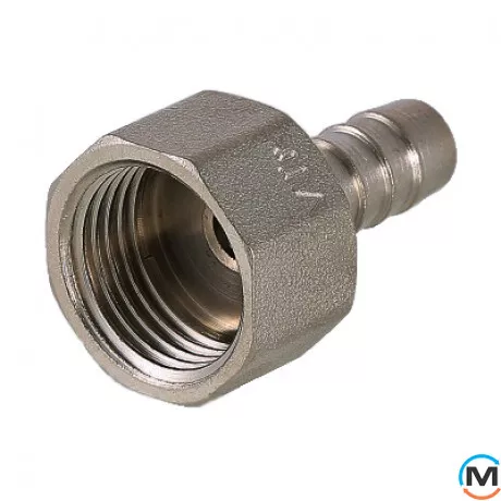 Штуцер Valtec для приєднання шланга 1/2" внутр. х20 мм, Тип різьблення: Внутрішня, Діаметр різьблення: 1/2", Модифікація: 1/2" внутр. х20 мм, Матеріал: Латунь нікельована, фото 