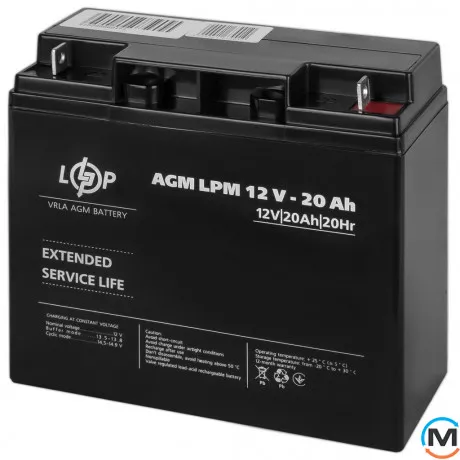 Акумулятор LogicPower AGM LPM 12V – 20 Ah, Ємність, Ah: 20, Номінальна напруга АКБ, V: 12, фото 