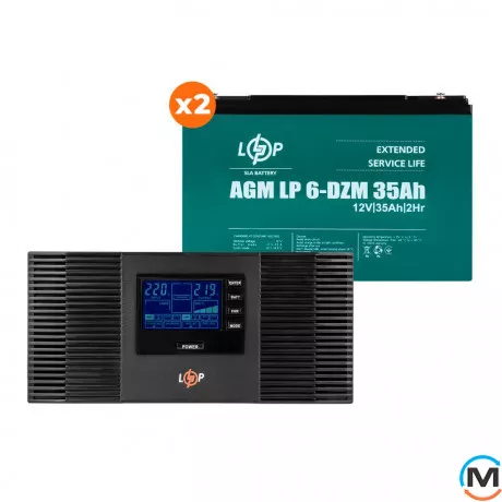 Комплект резервного живлення LogicPower ДБЖ + DZM батарея (UPS B1500 + АКБ DZM 910W), фото 