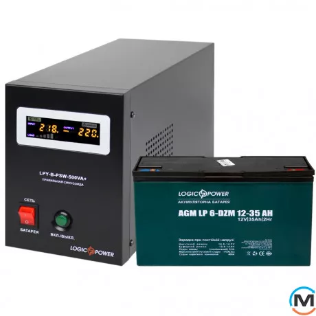 Комплект резервного живлення LogicPower ДБЖ + DZM батарея (UPS B500 + АКБ DZM 455W), фото 