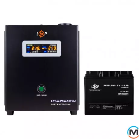 Комплект резервного живлення для котла LogicPower ДБЖ + AGM батарея (UPS A500 + АКБ AGM 235W), фото , зображення 3