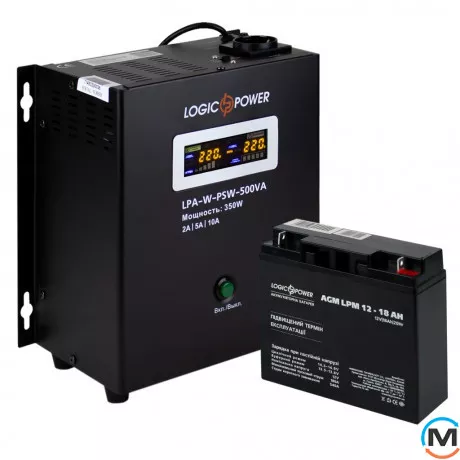 Комплект резервного живлення для котла LogicPower ДБЖ + AGM батарея (UPS A500 + АКБ AGM 235W), фото , зображення 4