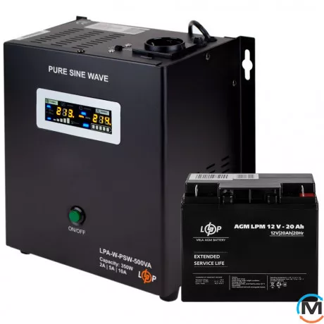 Комплект резервного живлення для котла LogicPower ДБЖ + AGM батарея (UPS A500 + АКБ AGM 270W), фото 