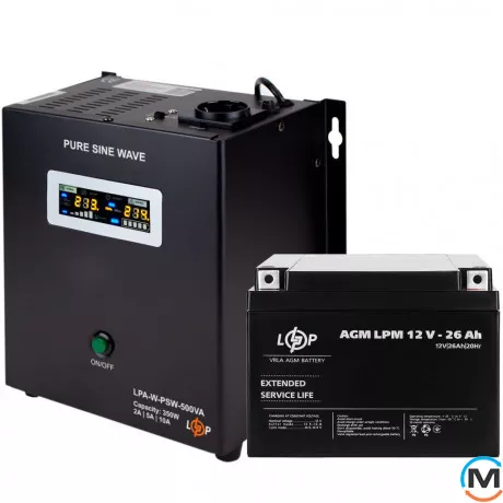 Комплект резервного живлення для котла LogicPower ДБЖ + AGM батарея (UPS 500VA + АКБ AGM 330W), фото 